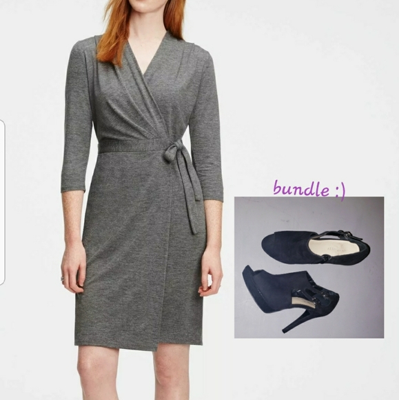 Ann Taylor wrap gray dress size 10 - Picture 6 of 6